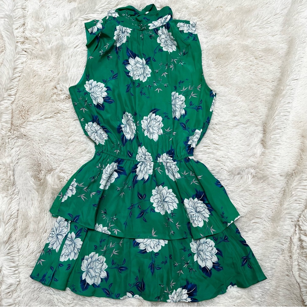 Yumi Kim Kiss Me dress in Green silk floral print